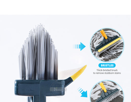 Floor Scrub Brush 2 In 1 Cleaning Brush Long Handle Removable Wiper Magic Broom Brush Squeegee Tile Kitchen Cleaning Tools