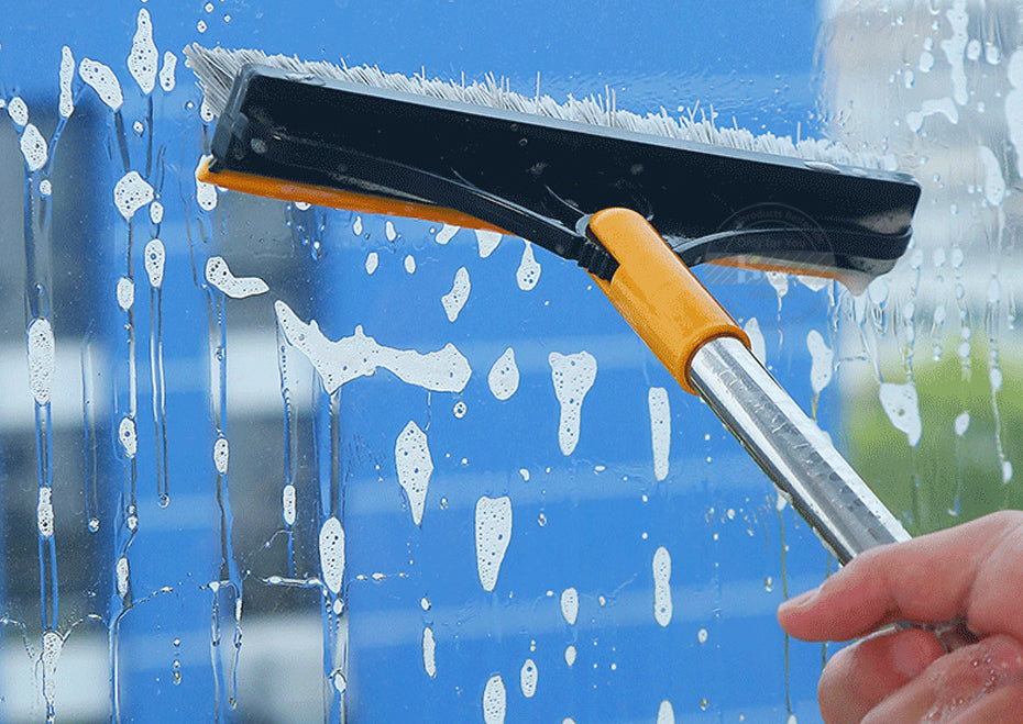 Floor Scrub Brush 2 In 1 Cleaning Brush Long Handle Removable Wiper Magic Broom Brush Squeegee Tile Kitchen Cleaning Tools