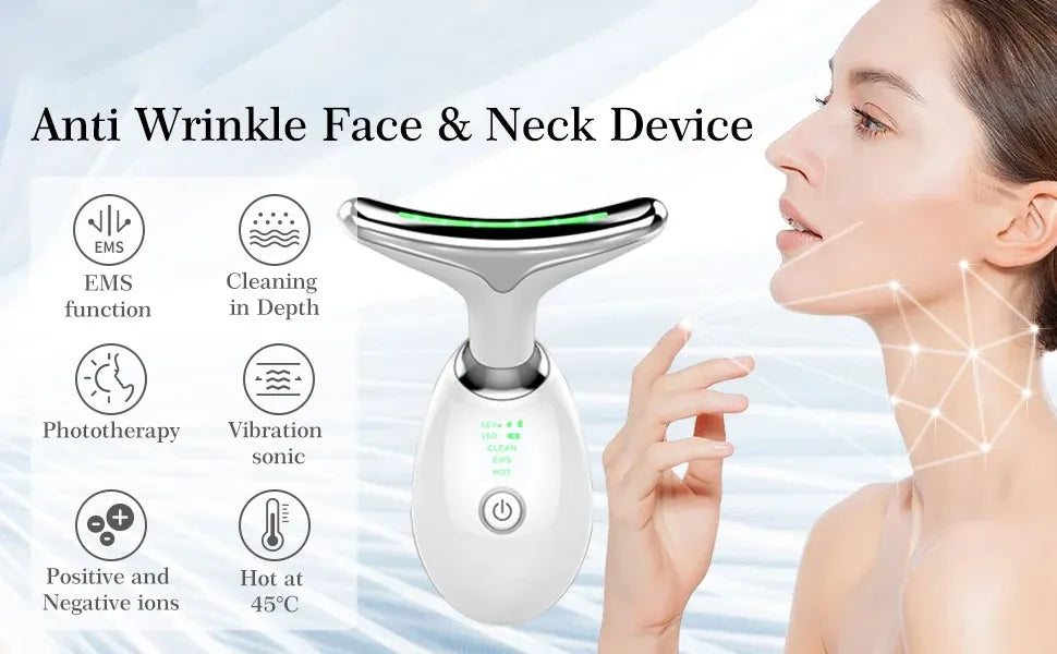 Neck Face Massager Skin Care Facial Massage Device with 3 Color Modes for Skin Rejuvenation Face Sculpting Tool for Double Chin