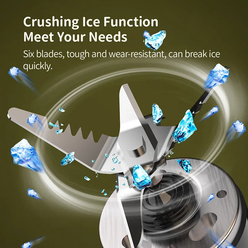 Portable 2-in-1 Juicer Blender – USB Rechargeable, 6 Blades