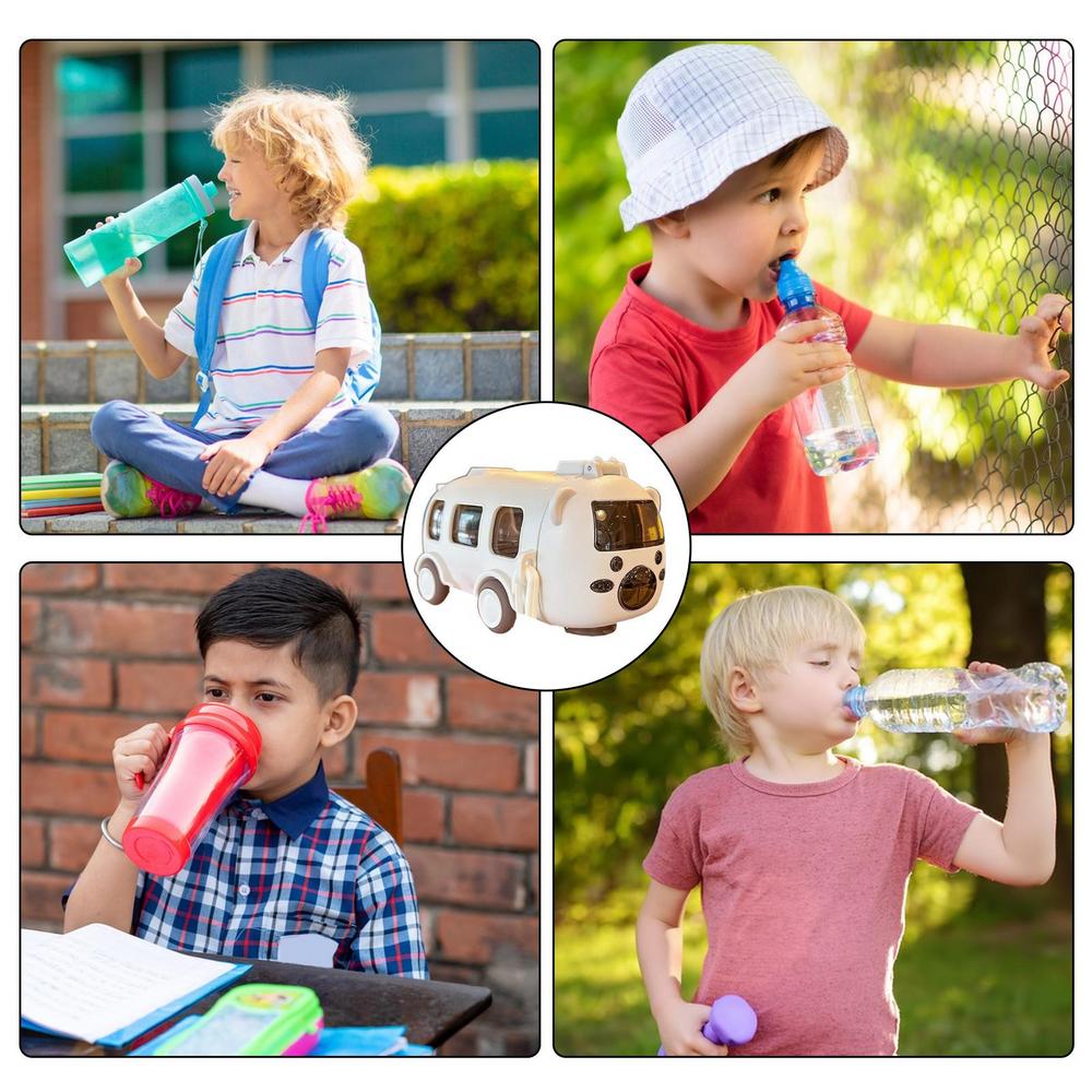 Bus Shape Water Bottle with Handle for Kids Toddler School Sports Camping