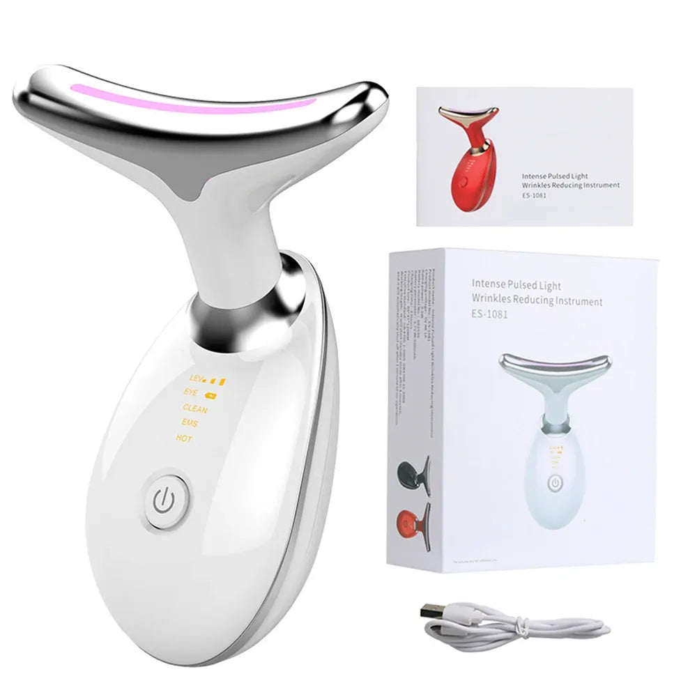 Neck Face Massager Skin Care Facial Massage Device with 3 Color Modes for Skin Rejuvenation Face Sculpting Tool for Double Chin