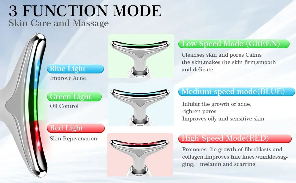Neck Face Massager Skin Care Facial Massage Device with 3 Color Modes for Skin Rejuvenation Face Sculpting Tool for Double Chin