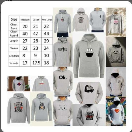 Printed Grey Hoodie for Teens & Adults (Men & Women)