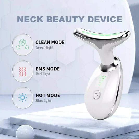 Neck Face Massager Skin Care Facial Massage Device with 3 Color Modes for Skin Rejuvenation Face Sculpting Tool for Double Chin