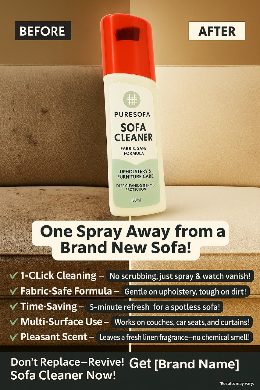 Puresofa | Sofa Cleaner Spray | Upholstery & Fabric Safe | Deep Cleaning | Stain Remover | Fast Dry | Pleasant Scent | 150ml