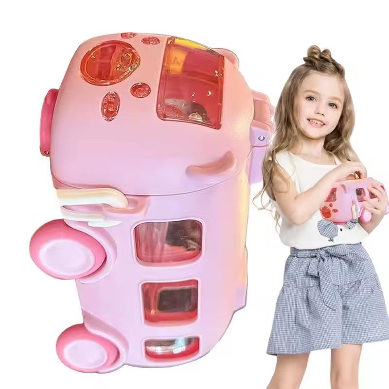 Bus Shape Water Bottle with Handle for Kids Toddler School Sports Camping