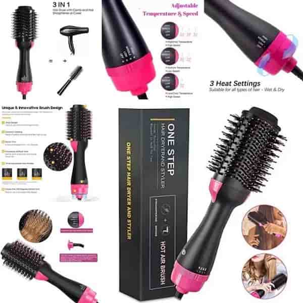 Hot Air Brush - Comb For Drying, Straightening, and Curling+ self cleaning Hair Brush