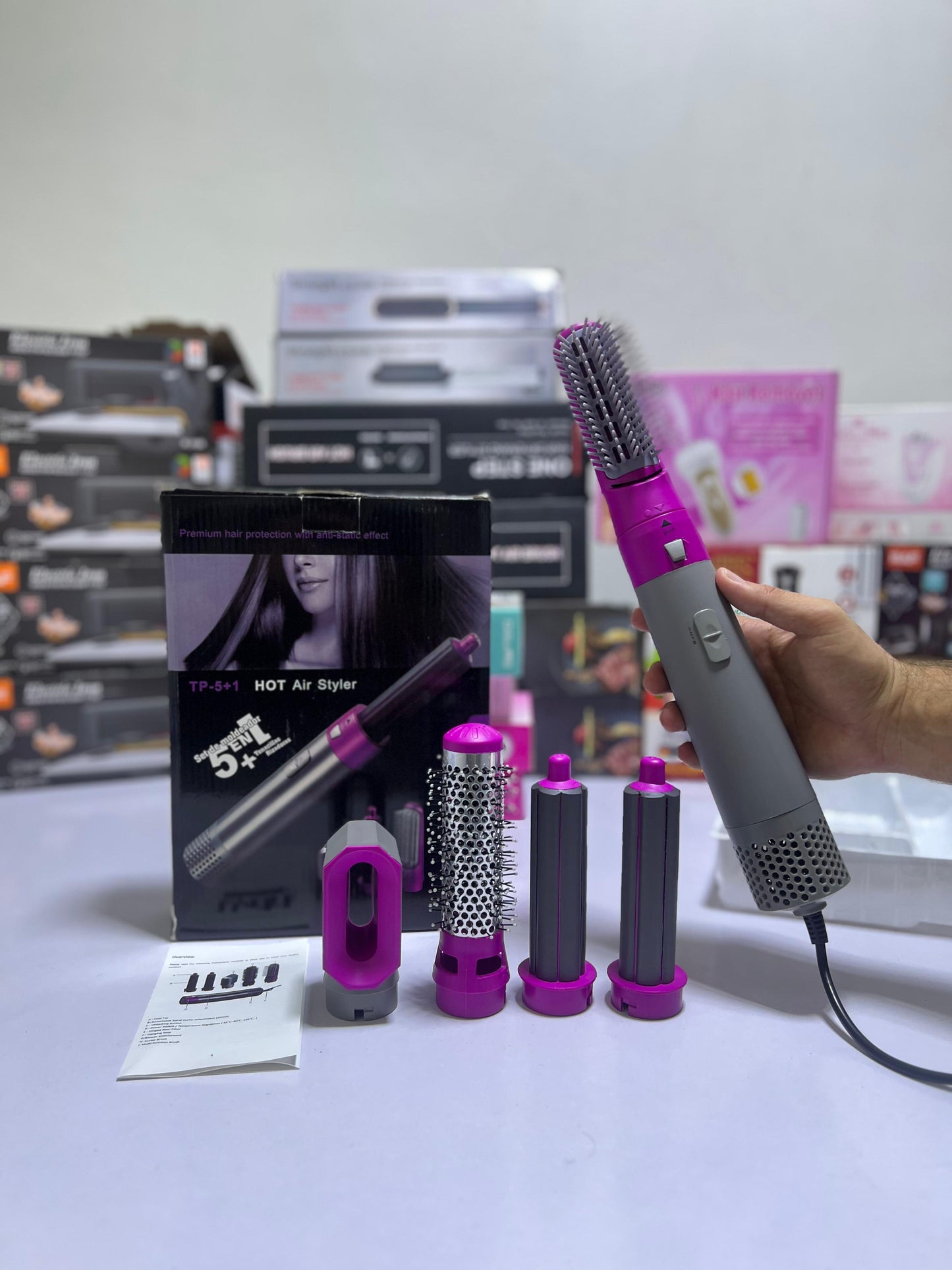 5 In 1 Hair Dryer Brush Electric Blow Dryer Hair Comb Curling Brush Kit Straightener